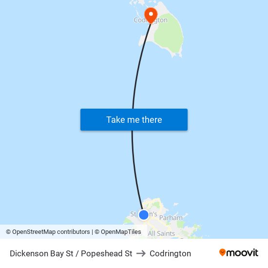 Dickenson Bay St / Popeshead St to Codrington map