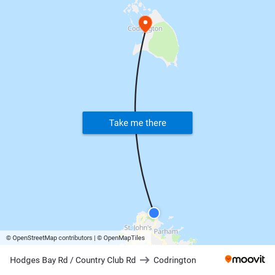 Hodges Bay Rd / Country Club Rd to Codrington map