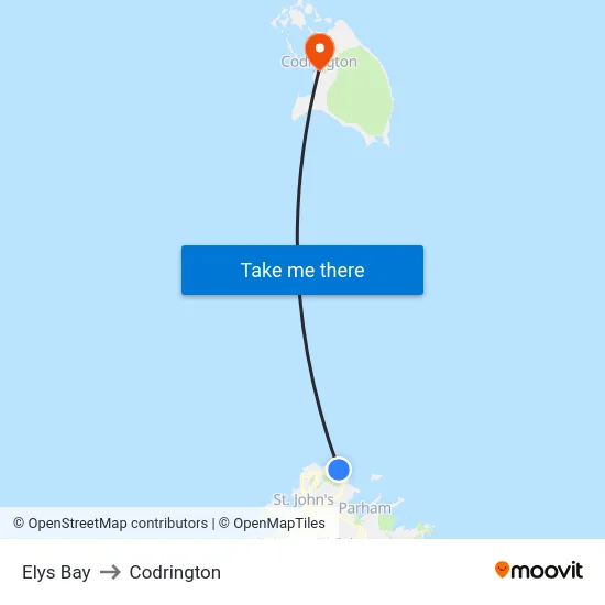 Elys Bay to Codrington map