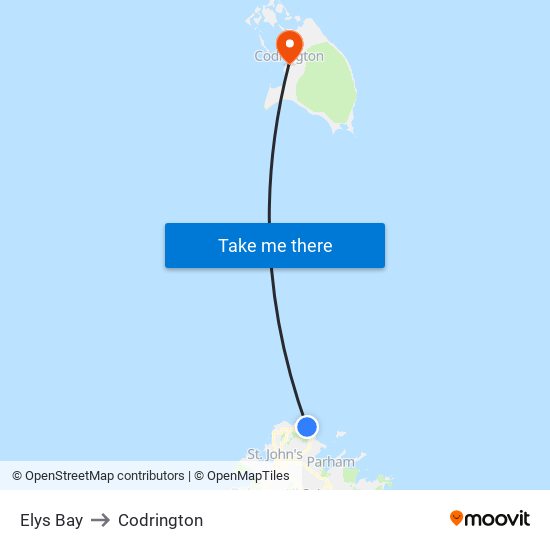 Elys Bay to Codrington map