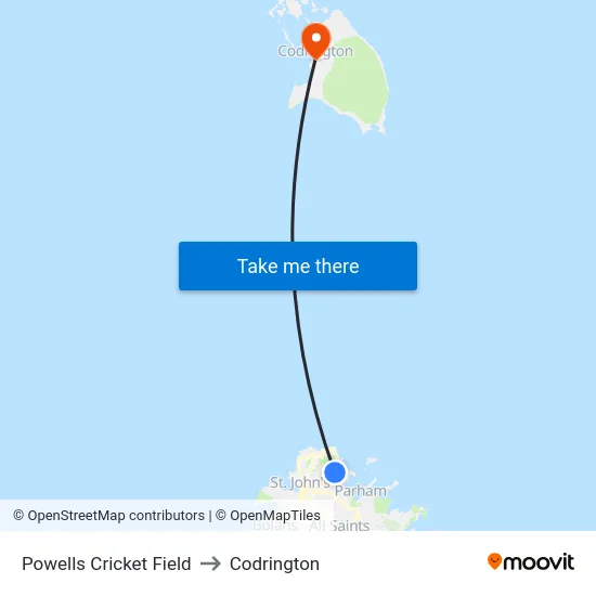 Powells Cricket Field to Codrington map