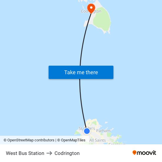 West Bus Station to Codrington map