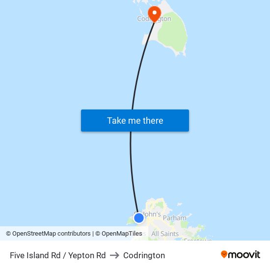 Five Island Rd / Yepton Rd to Codrington map