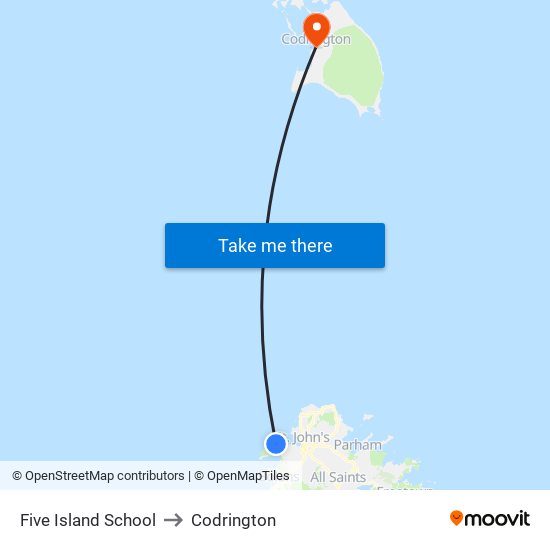 Five Island School to Codrington map
