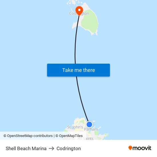 Shell Beach Marina to Codrington map
