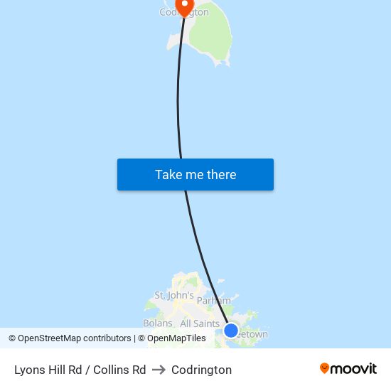 Lyons Hill Rd / Collins Rd to Codrington map