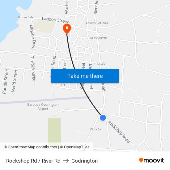Rockshop Rd / River Rd to Codrington map