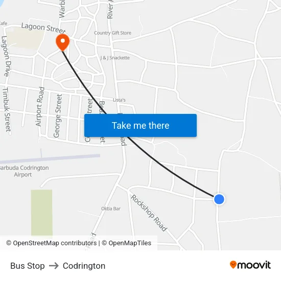 Bus Stop to Codrington map