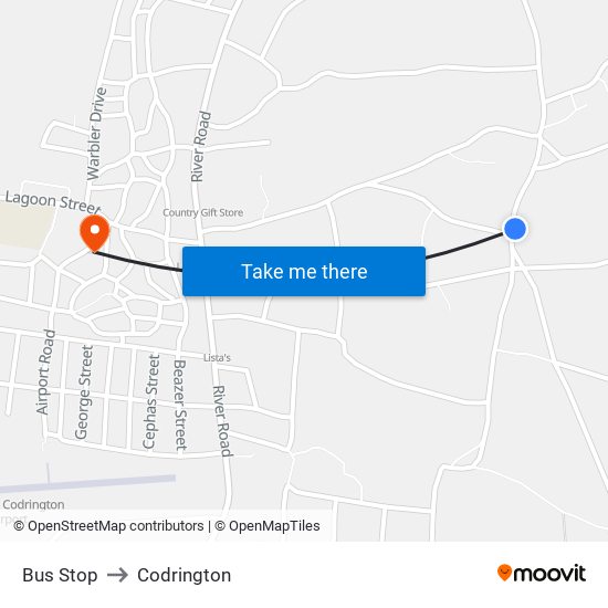 Bus Stop to Codrington map