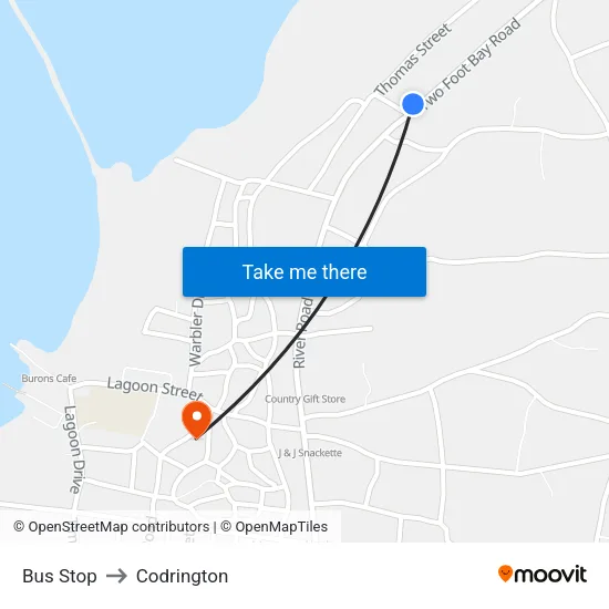 Bus Stop to Codrington map