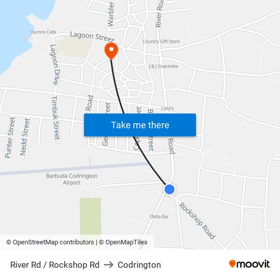 River Rd / Rockshop Rd to Codrington map