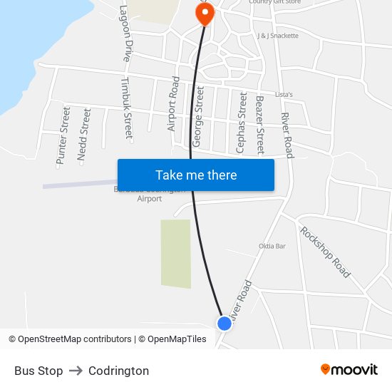 Bus Stop to Codrington map