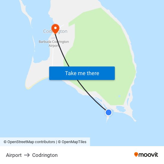 Airport to Codrington map