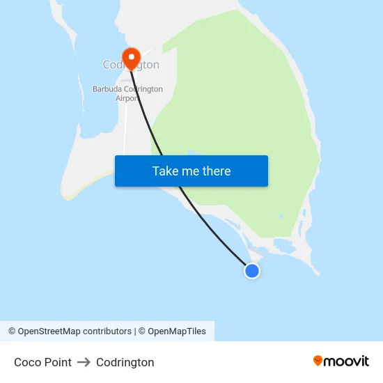 Coco Point to Codrington map