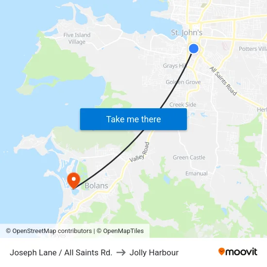 Joseph Lane / All Saints Rd. to Jolly Harbour map