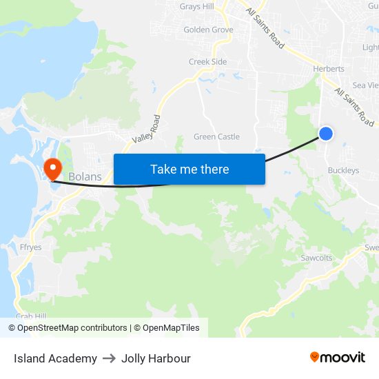 Island Academy to Jolly Harbour map