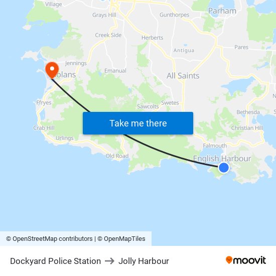 Dockyard Police Station to Jolly Harbour map