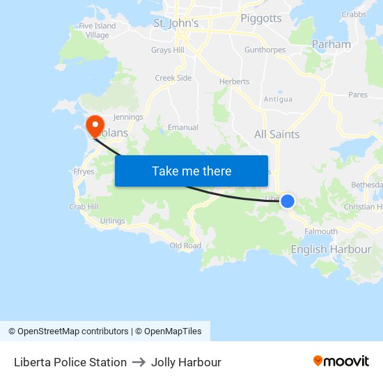 Liberta Police Station to Jolly Harbour map