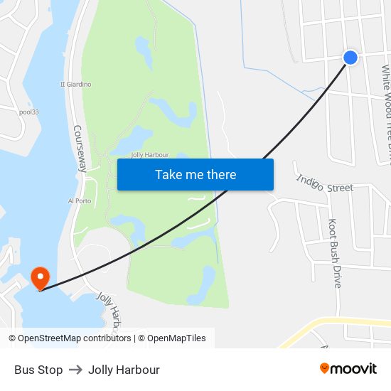 Bus Stop to Jolly Harbour map