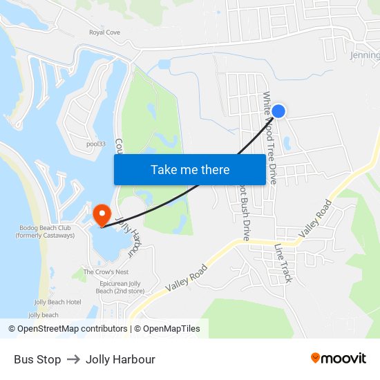 Bus Stop to Jolly Harbour map