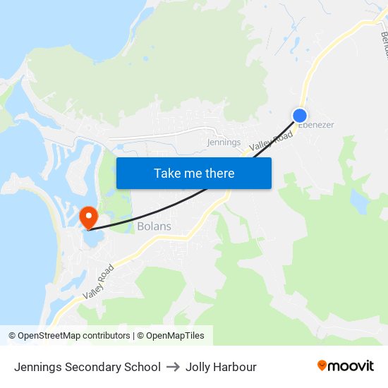 Jennings Secondary School to Jolly Harbour map