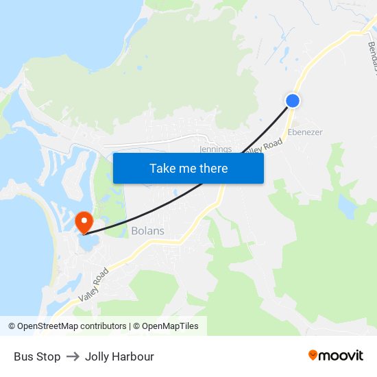 Bus Stop to Jolly Harbour map