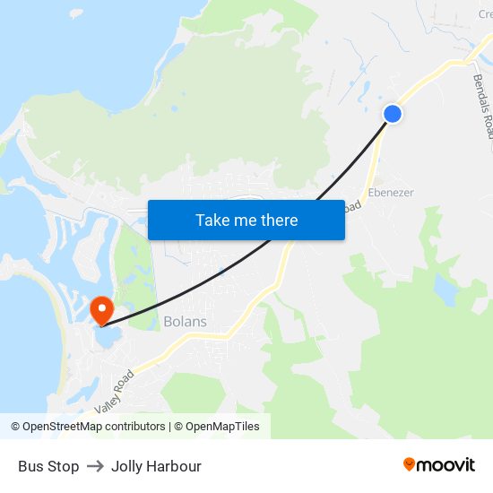 Bus Stop to Jolly Harbour map