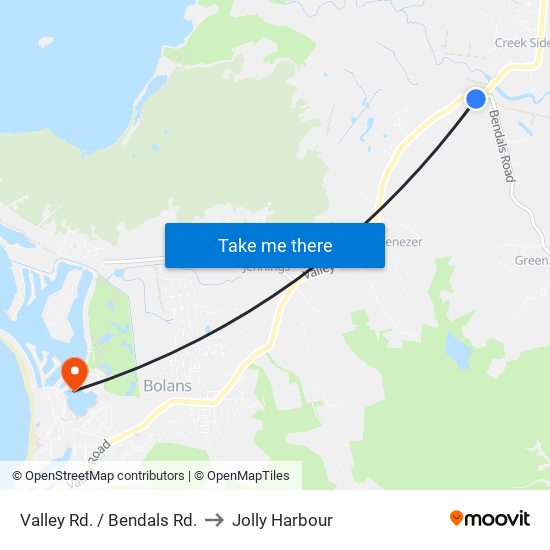 Valley Rd. / Bendals Rd. to Jolly Harbour map