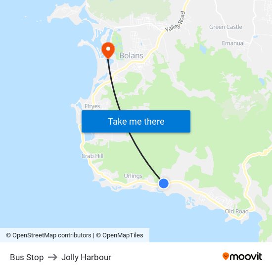 Bus Stop to Jolly Harbour map