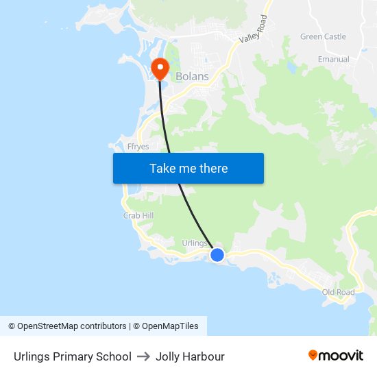 Urlings Primary School to Jolly Harbour map