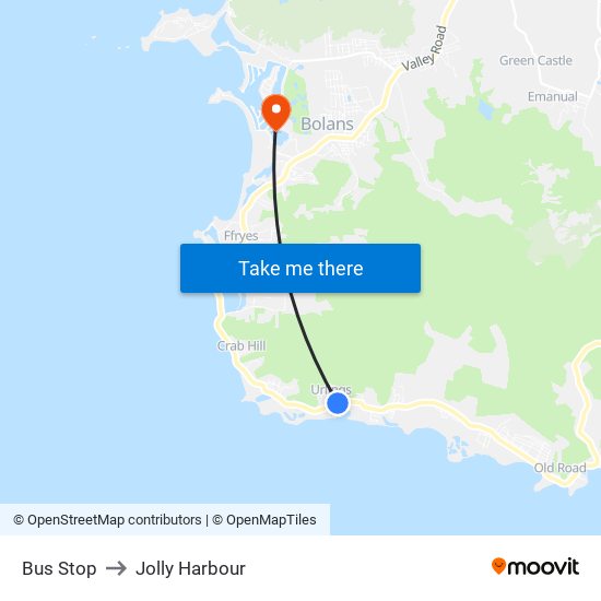 Bus Stop to Jolly Harbour map