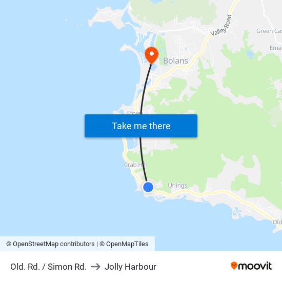 Old. Rd. / Simon Rd. to Jolly Harbour map