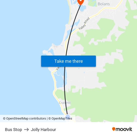 Bus Stop to Jolly Harbour map