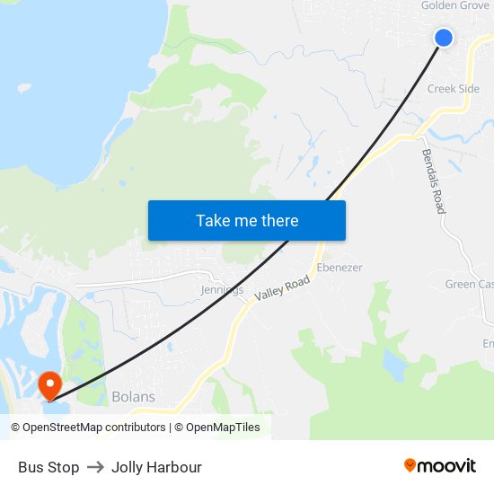 Bus Stop to Jolly Harbour map