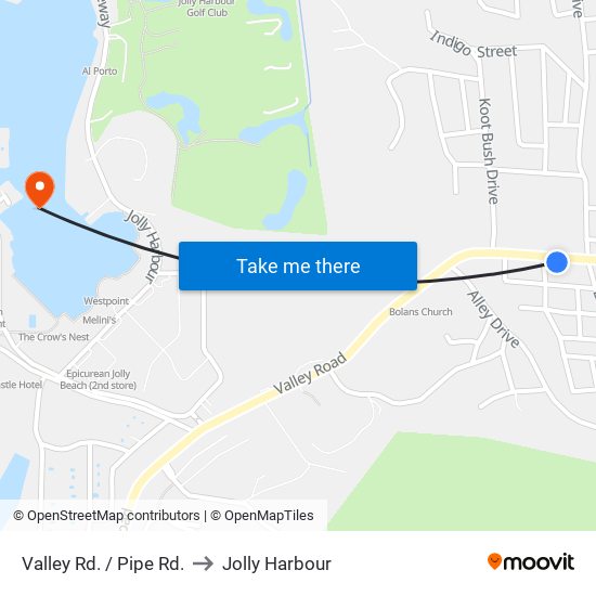 Valley Rd. / Pipe Rd. to Jolly Harbour map