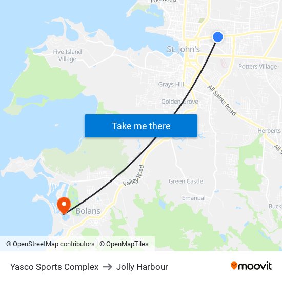 Yasco Sports Complex to Jolly Harbour map