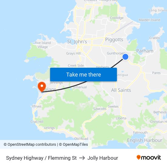 Sydney Highway / Flemming St to Jolly Harbour map