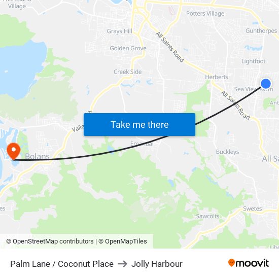 Palm Lane / Coconut Place to Jolly Harbour map
