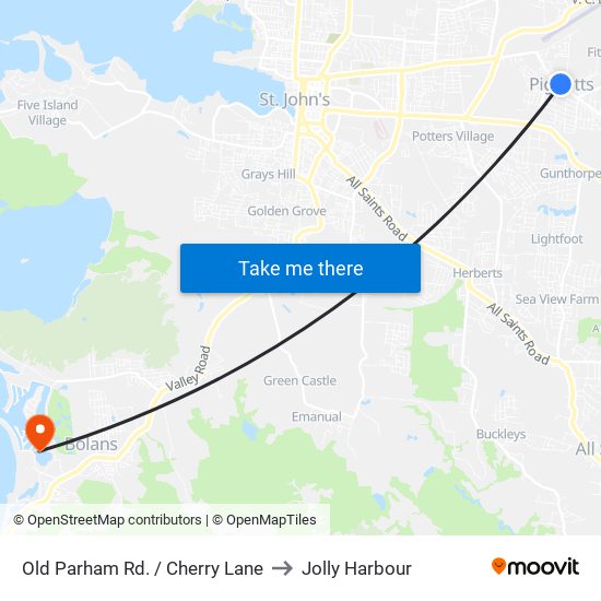 Old Parham Rd. / Cherry Lane to Jolly Harbour map