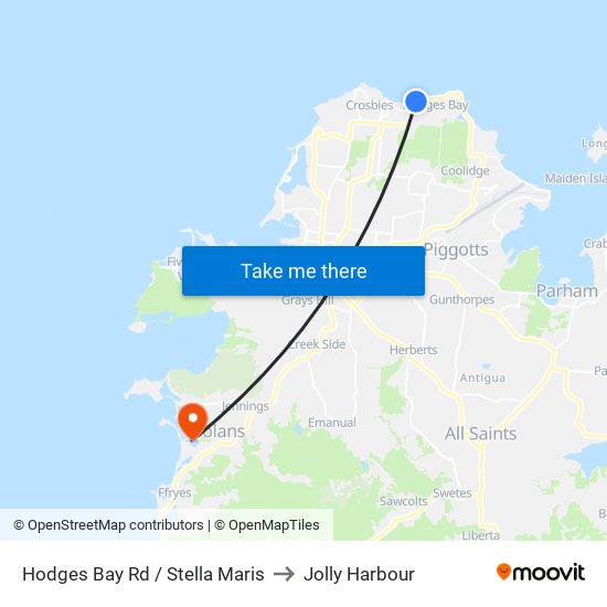 Hodges Bay Rd / Stella Maris to Jolly Harbour map