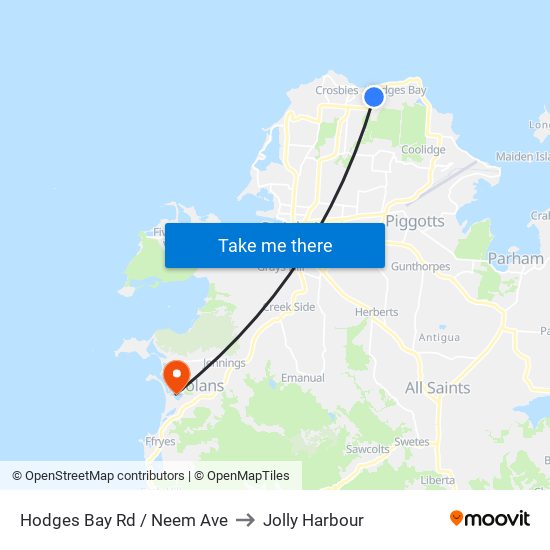 Hodges Bay Rd / Neem Ave to Jolly Harbour map