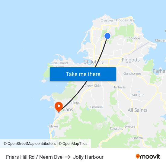 Friars Hill Rd / Neem Dve to Jolly Harbour map