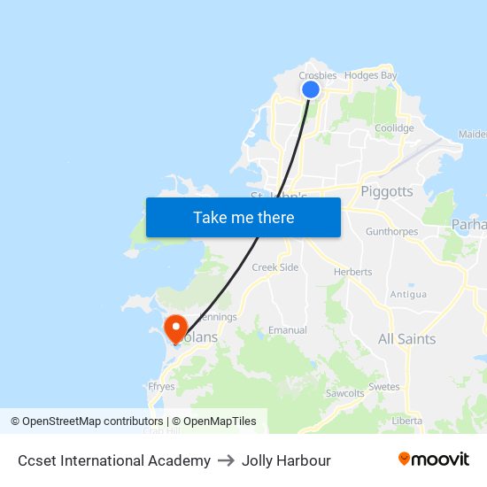 Ccset International Academy to Jolly Harbour map