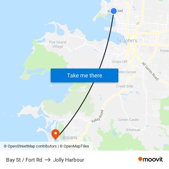 Bay St / Fort Rd to Jolly Harbour map