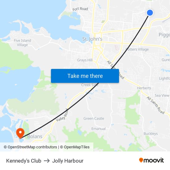 Kennedy's Club to Jolly Harbour map