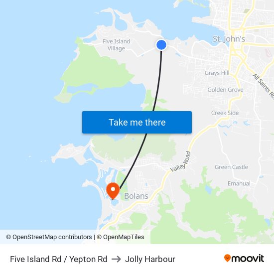 Five Island Rd / Yepton Rd to Jolly Harbour map