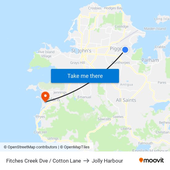 Fitches Creek Dve / Cotton Lane to Jolly Harbour map