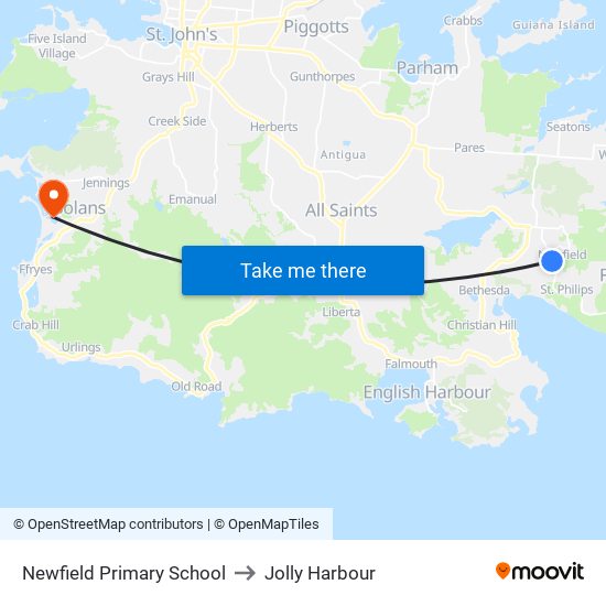 Newfield Primary School to Jolly Harbour map