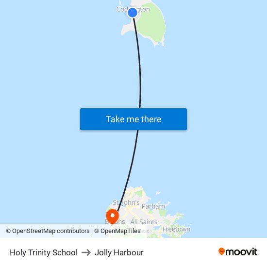 Holy Trinity School to Jolly Harbour map