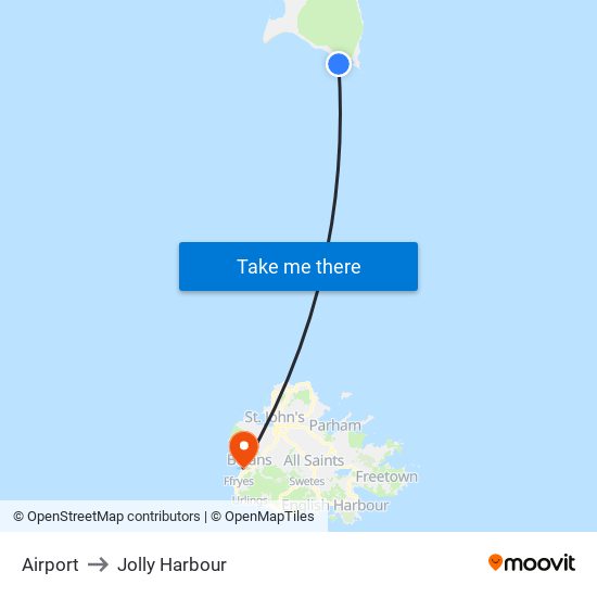 Airport to Jolly Harbour map
